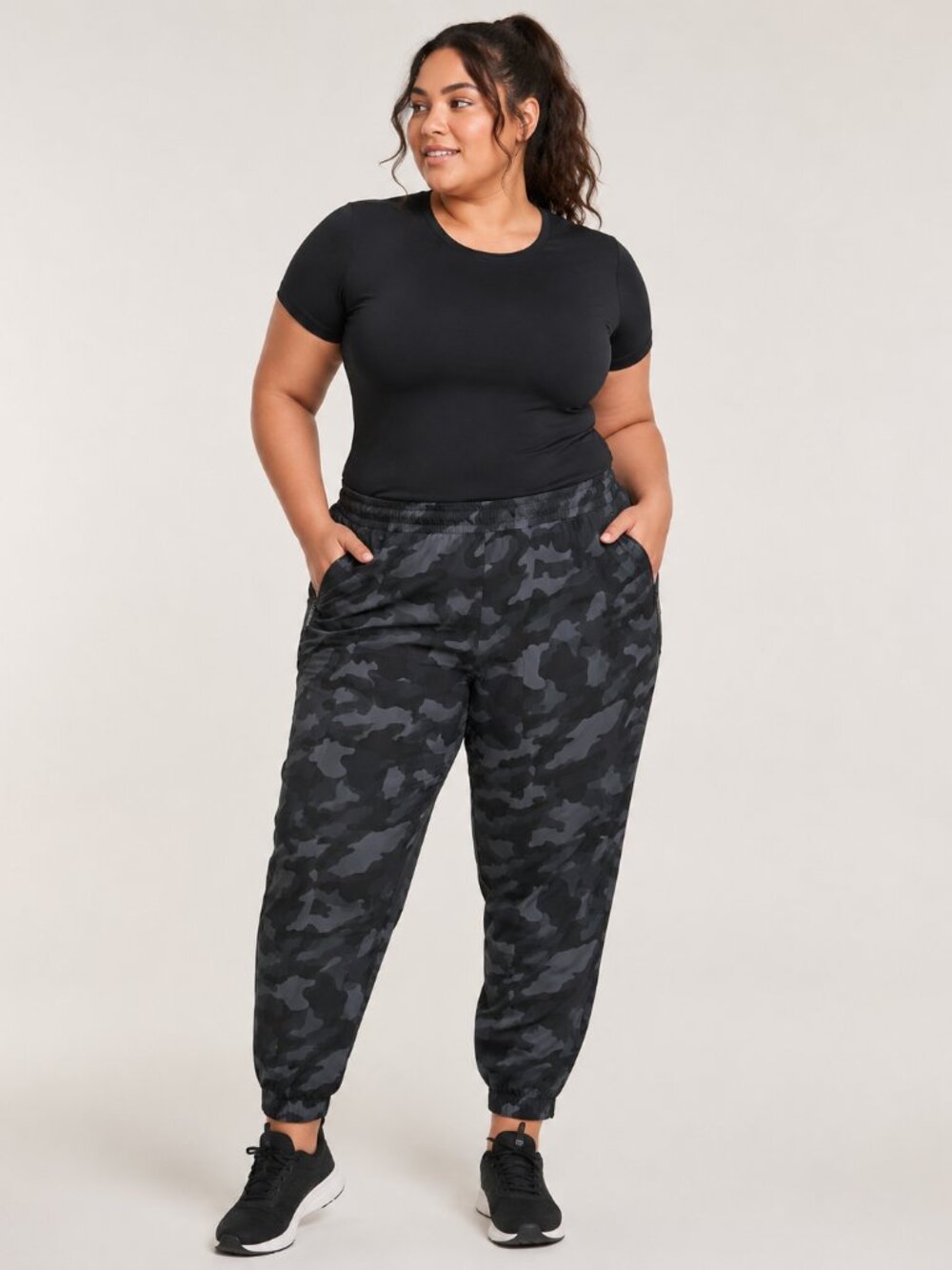 Plus Size Black Camo Jogger Pants